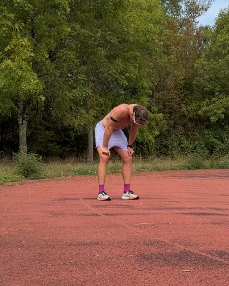 Hugo après une séance de course